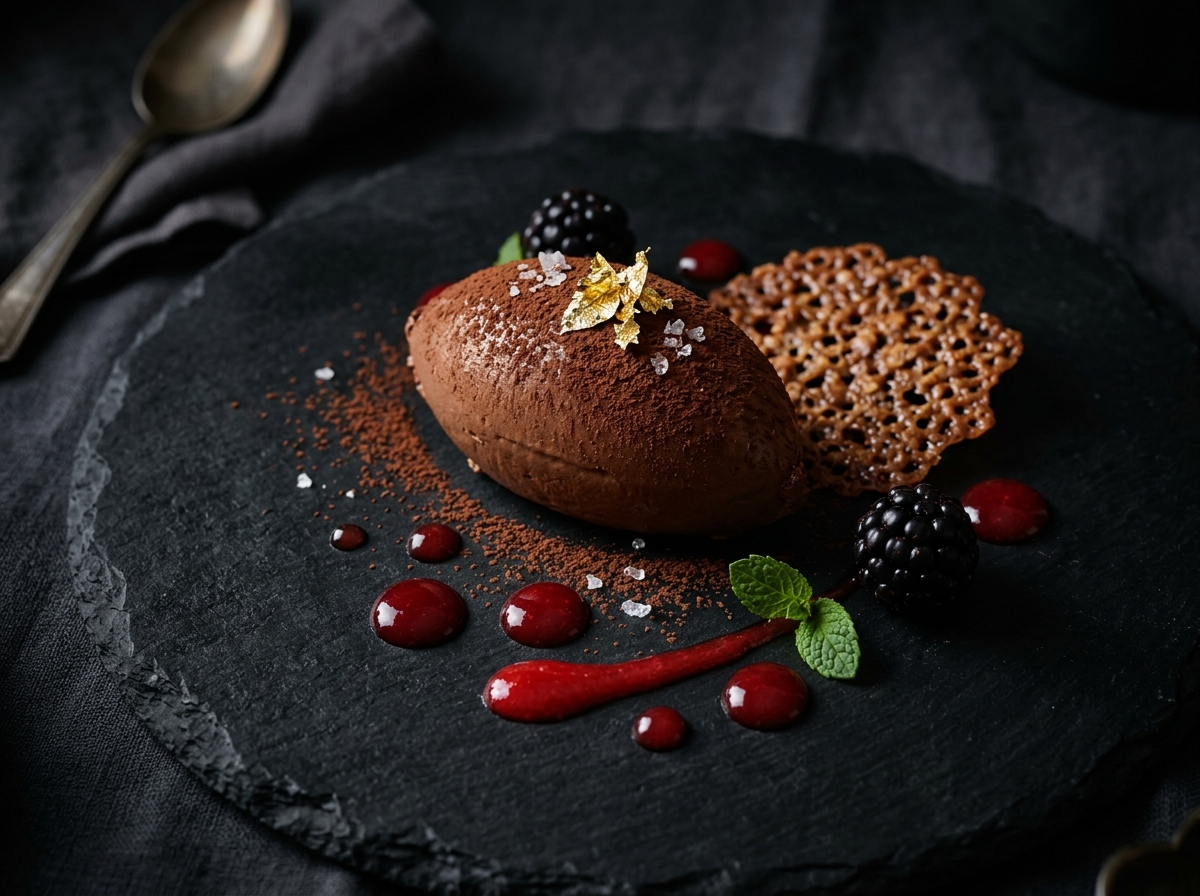 Valrhona dark chocolate ganache quenelle